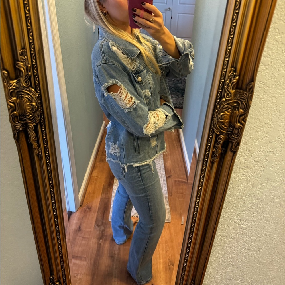 Nasty Gal Light Blue Distressed Denim Jacket